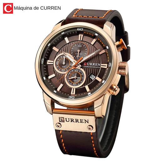CURREN Cronógrafo Oro Rosa Marrón