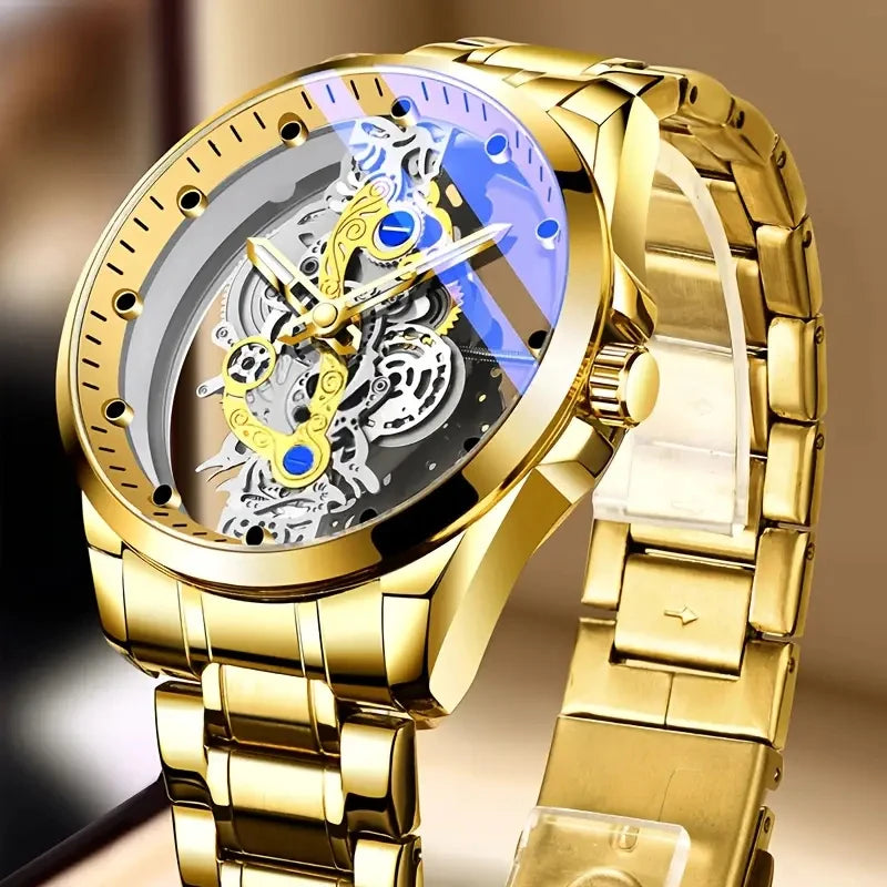 Reloj Esqueleto Dorado Acero