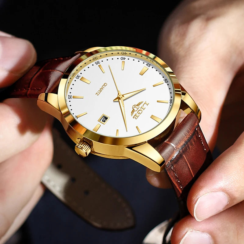 LIGE Classic Dorado Piel Marrón