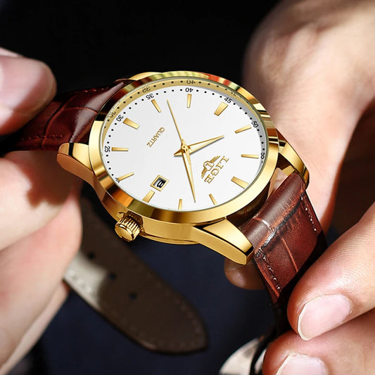 LIGE Classic Dorado Piel Marrón