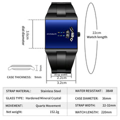 Reloj Cuadrado Azul Acero — foto 5