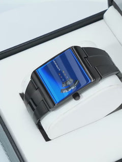 Reloj Cuadrado Azul Acero en vídeo