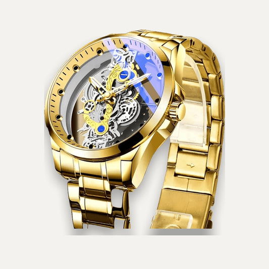 Reloj Esqueleto Dorado Acero — foto principal